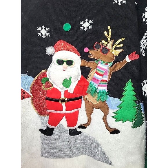 Celebrate Together Womens Sz M 3D Santa Winter Christmas Party Holiday Sweater * - Picture 2 of 10